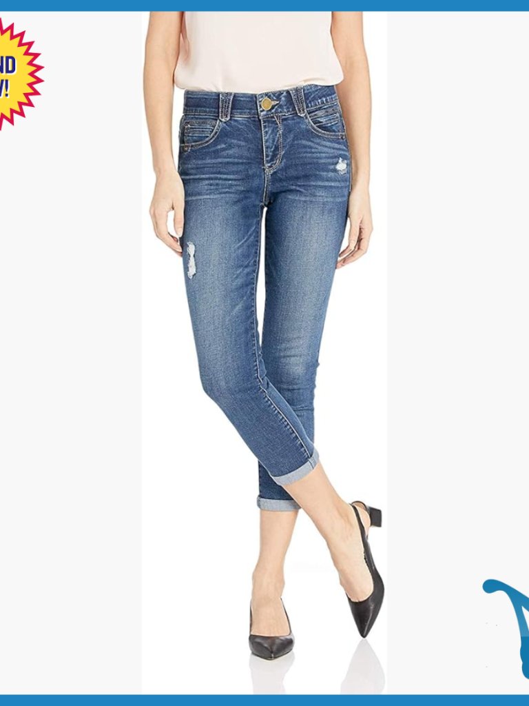 Super-Stretch Denim Crop Jeans With Slimming Panels, 27" Inseam